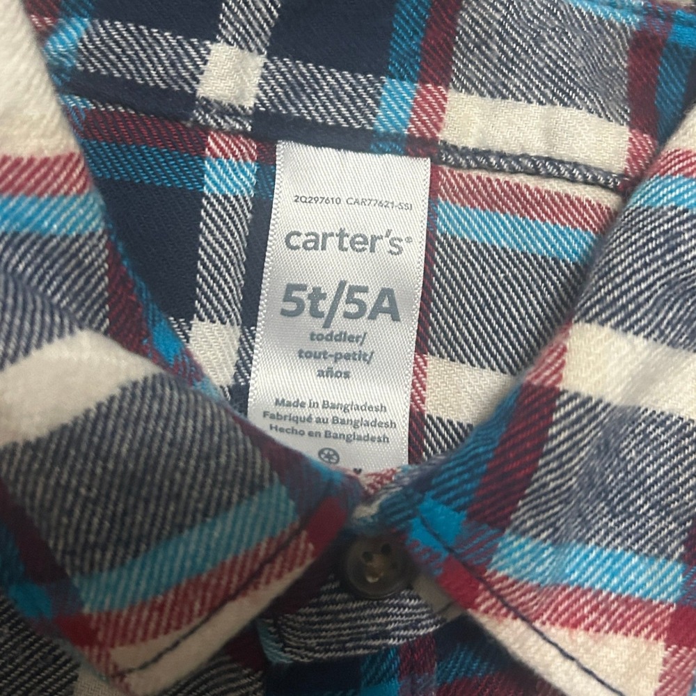 Healthtex Carter's Plaid Button Down Shirts Boys 5T Multicolor Cabincore Preppy - Picture 6 of 8